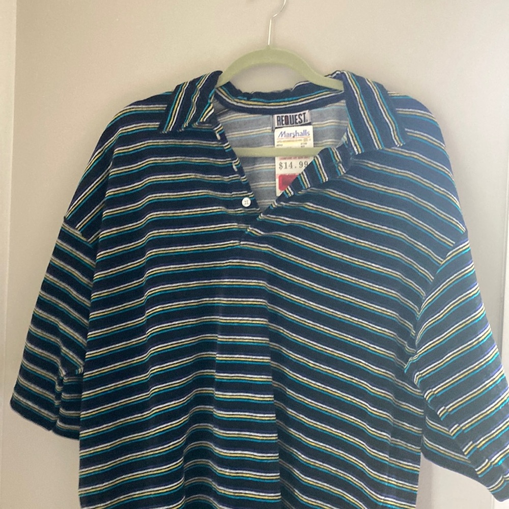 NWT vintage Y2K/early 2000s mens collared velour shirt